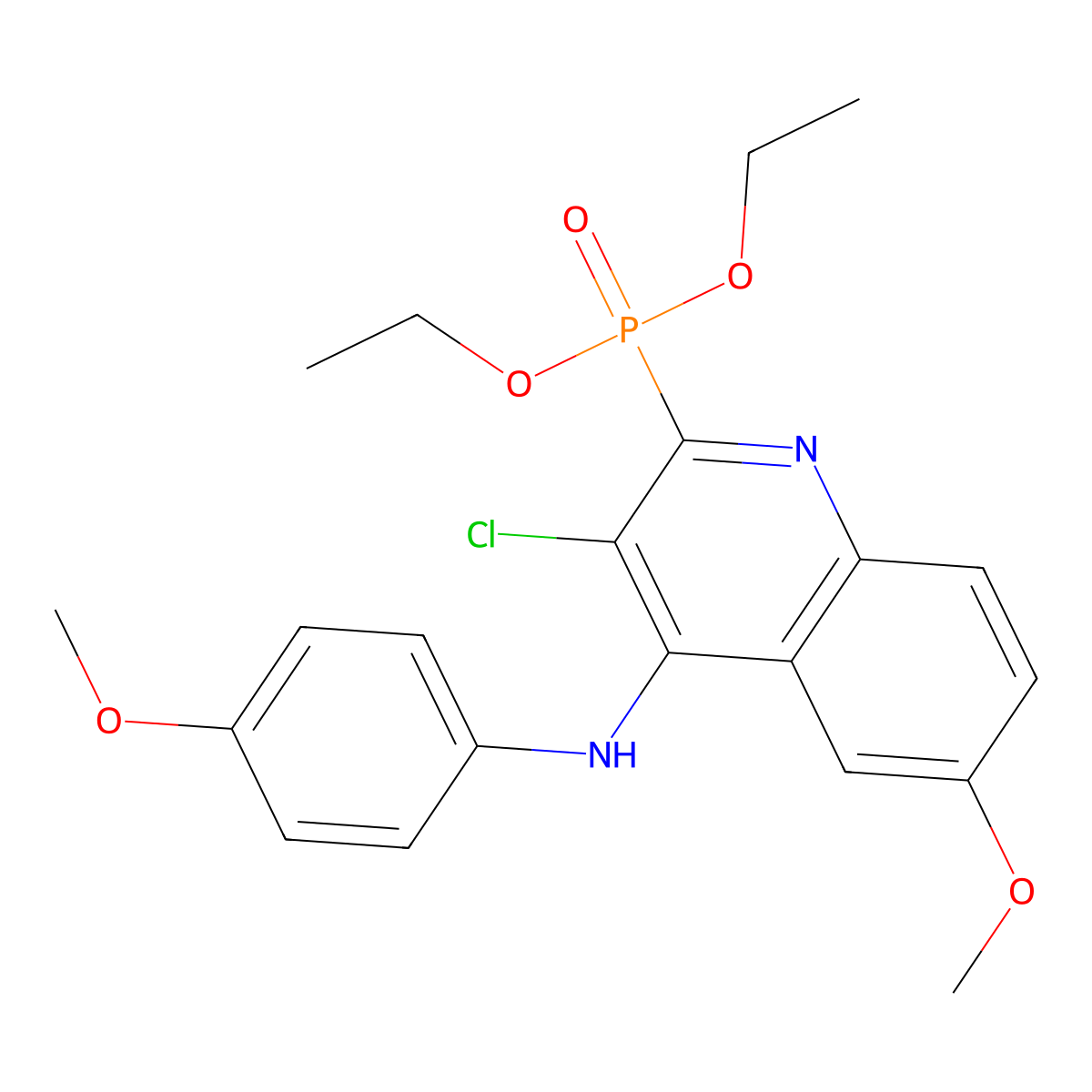 3-chloro-2-diethoxyphosphoryl-6-methoxy-N-(4-methoxyphenyl)quinolin-4-amine molecular structure, CAS 107268-65-5