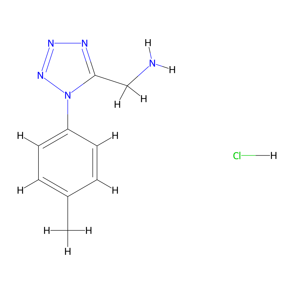 (1-(p-tolyl)-1H-tetrazol-5-yl)methanamine hydrochloride molecular structure, CAS 107269-66-9