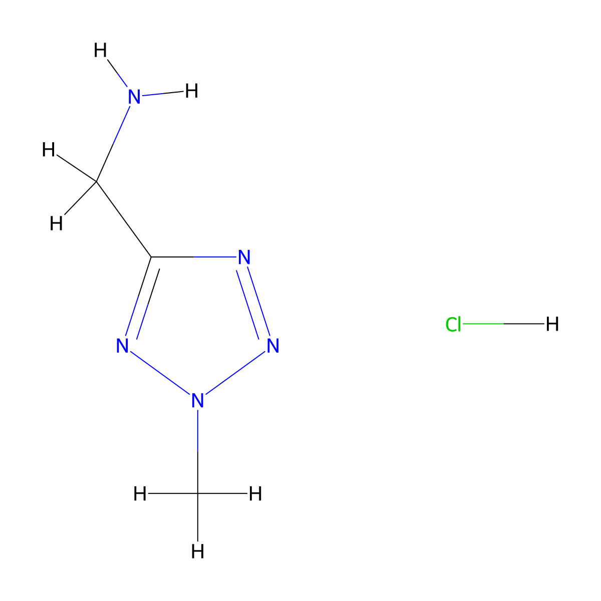 (2-methyl-2H-1,2,3,4-tetrazol-5-yl)methanamine hydrochloride molecular structure, CAS 107269-68-1