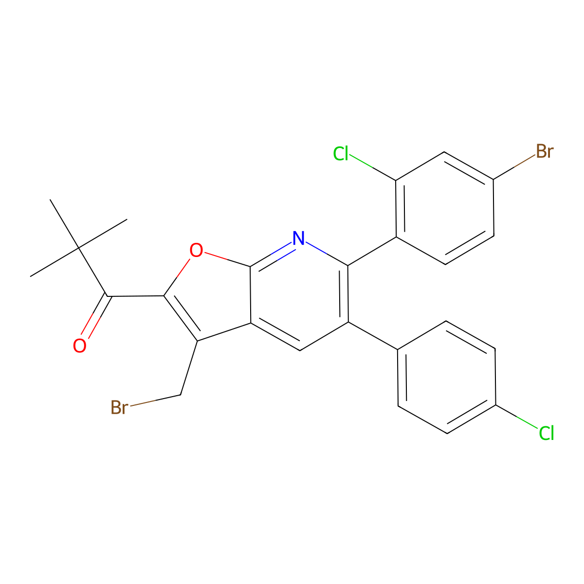 1-(6-(4-Bromo-2-chlorophenyl)-3-(bromomethyl)-5-(4-chlorophenyl)furo[2,3-b]pyridin-2-yl)-2,2-dimethylpropan-1-one molecular structure, CAS 1072708-39-4