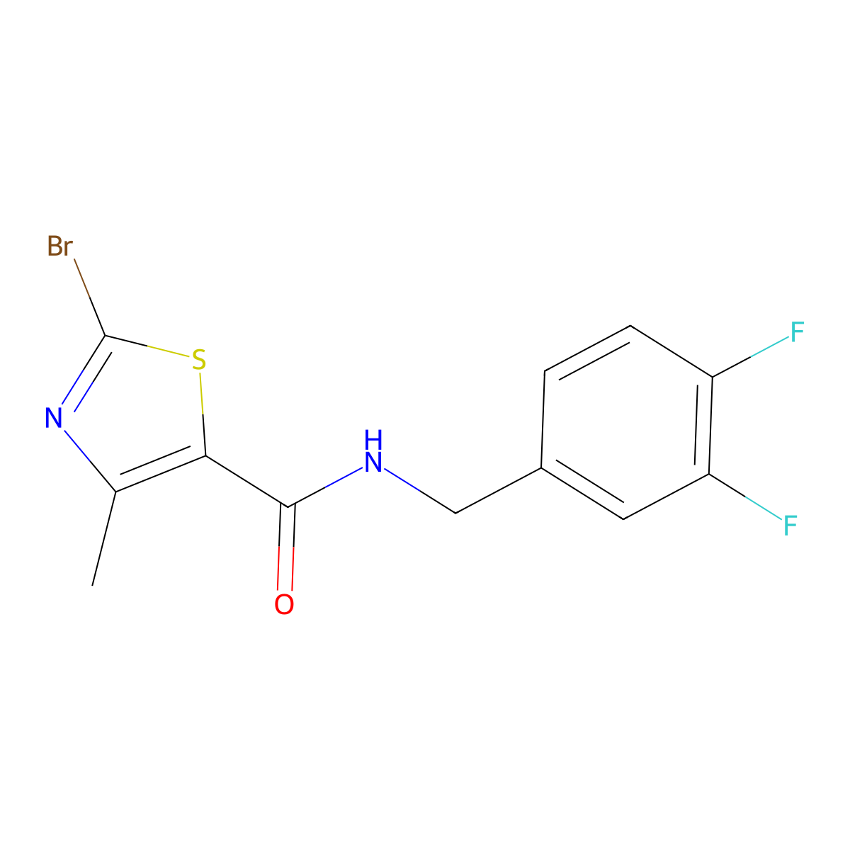 2-Bromo-N-(3,4-difluorobenzyl)-4-methylthiazole-5-carboxamide molecular structure, CAS 1072806-42-8