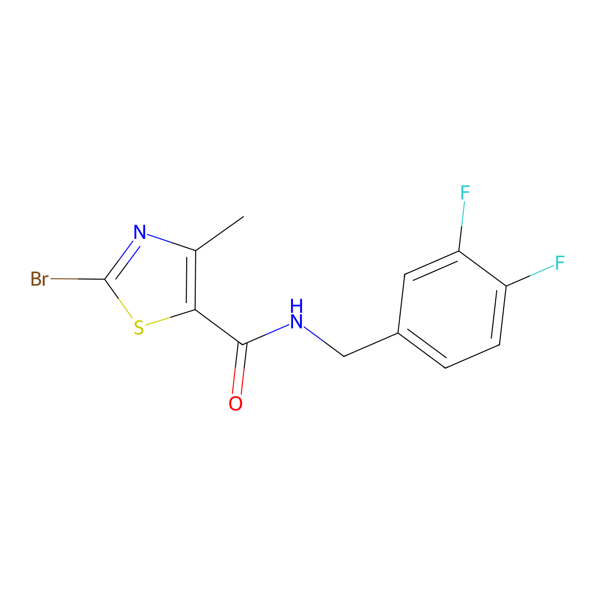 2-Bromo-N-(3,4-difluorobenzyl)-4-methylthiazole-5-carboxamide molecular structure, CAS 1072806-42-8