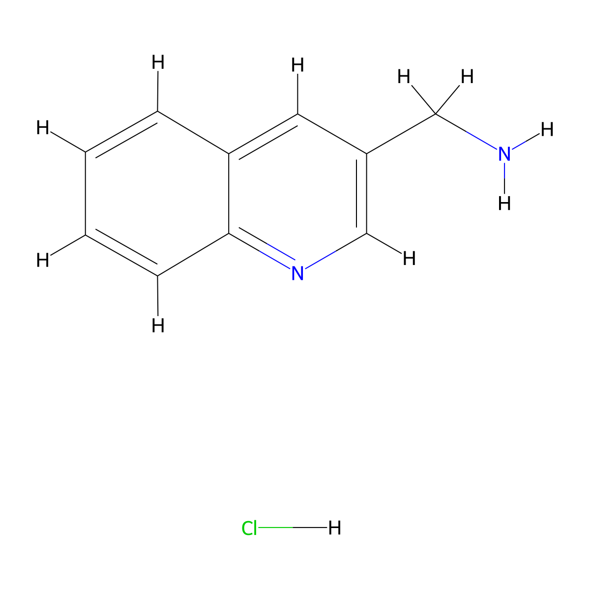 Quinolin-3-ylmethanamine hydrochloride molecular structure, CAS 1072806-51-9