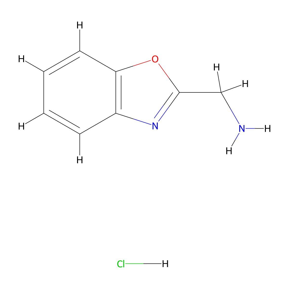 (1,3-Benzoxazol-2-ylmethyl)amine hydrochloride molecular structure, CAS 1072806-65-5