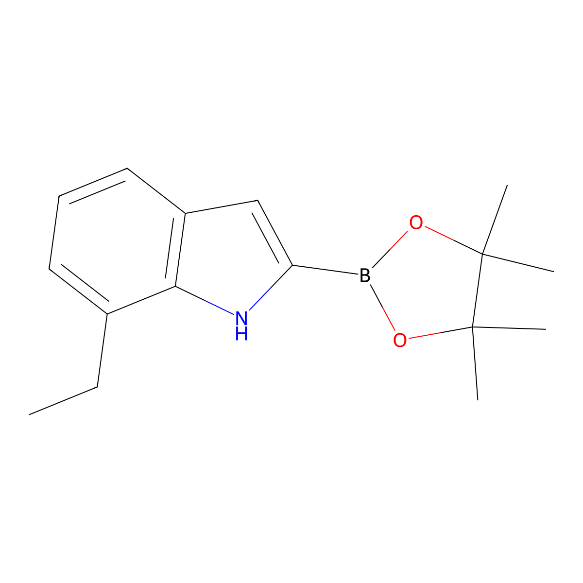 7-ethyl-2-(4,4,5,5-tetramethyl-1,3,2-dioxaborolan-2-yl)-1H-indole molecular structure, CAS 1072811-26-7