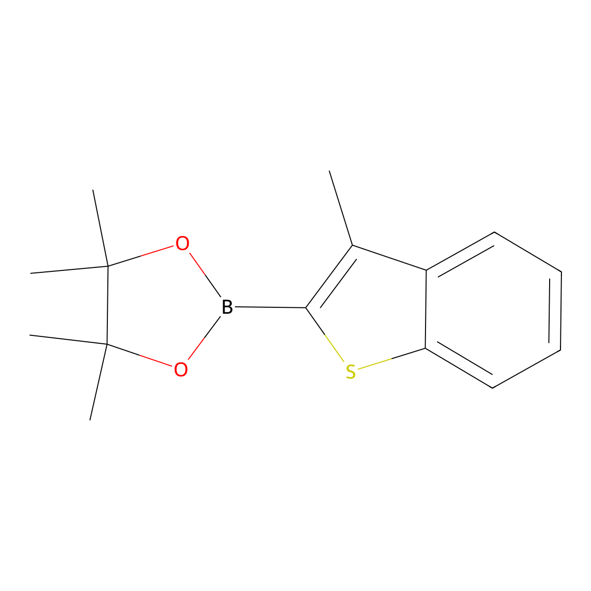 4,4,5,5-Tetramethyl-2-(3-methyl-1-benzothiophen-2-yl)-1,3,2-dioxaborolane molecular structure, CAS 1072811-91-6