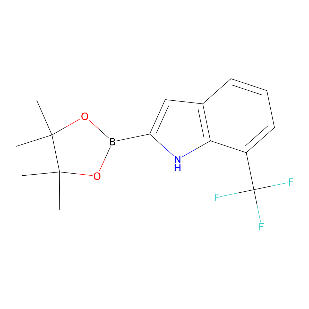 2-(4,4,5,5-Tetramethyl-1,3,2-dioxaborolan-2-YL)-7-(trifluoromethyl)-1H-indole molecular structure, CAS 1072813-19-4