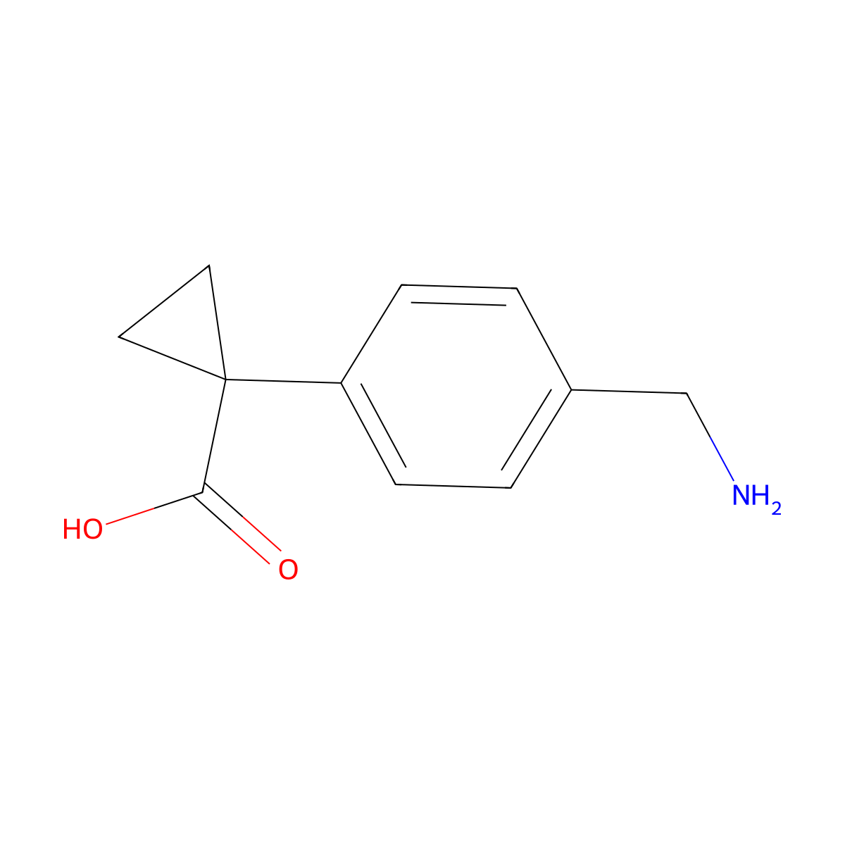 1-[4-(Aminomethyl)phenyl]cyclopropane-1-carboxylic acid molecular structure, CAS 1072828-74-0
