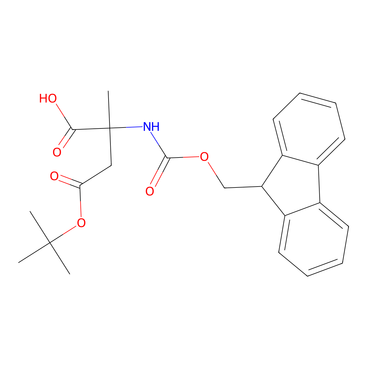 (S)-2-((((9H-Fluoren-9-yl)methoxy)carbonyl)amino)-4-(tert-butoxy)-2-methyl-4-oxobutanoic acid molecular structure, CAS 1072845-47-6