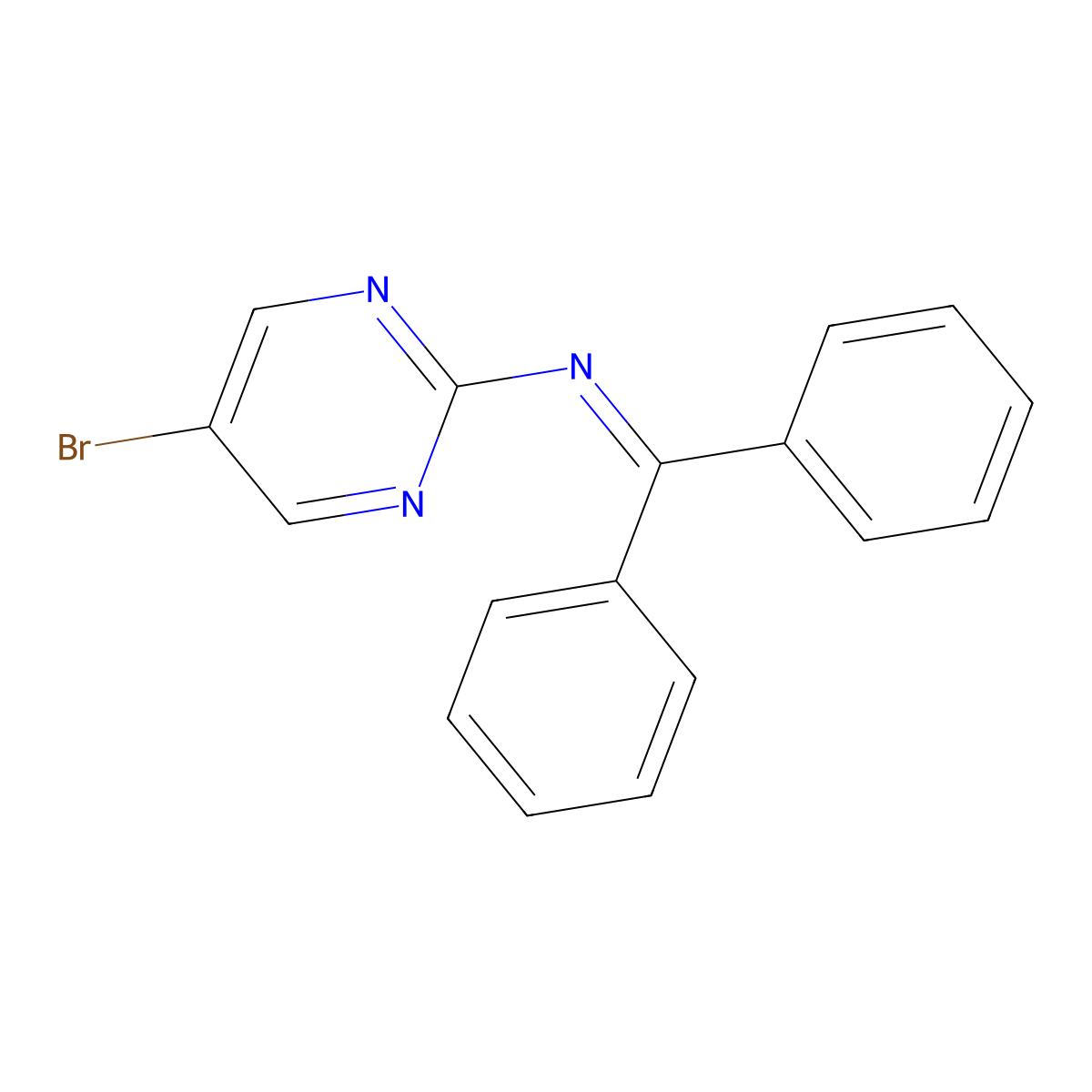 5-bromo-N-(diphenylmethylidene)pyrimidin-2-amine molecular structure, CAS 1072850-89-5