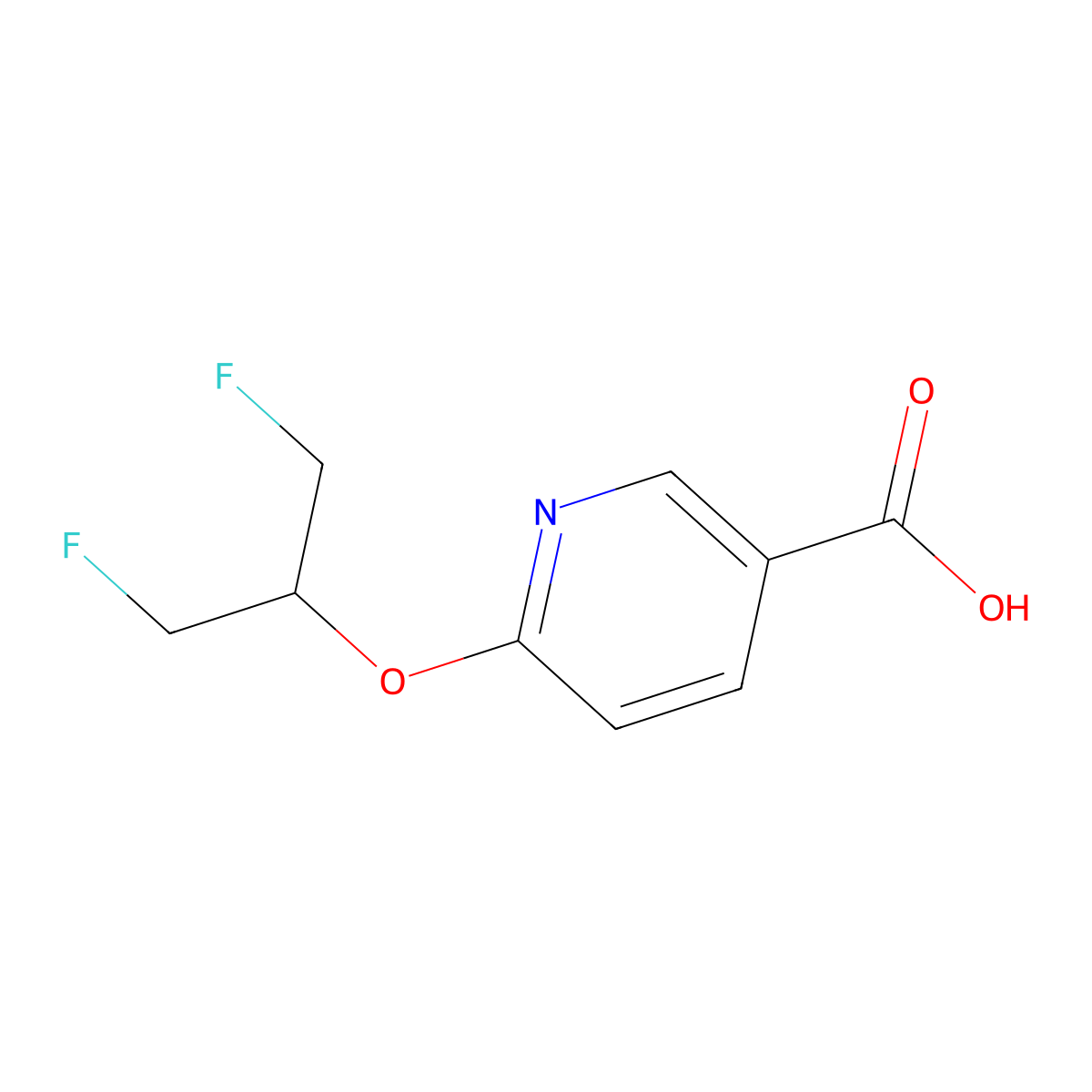 6-[2-Fluoro-1-(fluoromethyl)ethoxy]nicotinic acid molecular structure, CAS 1072855-42-5