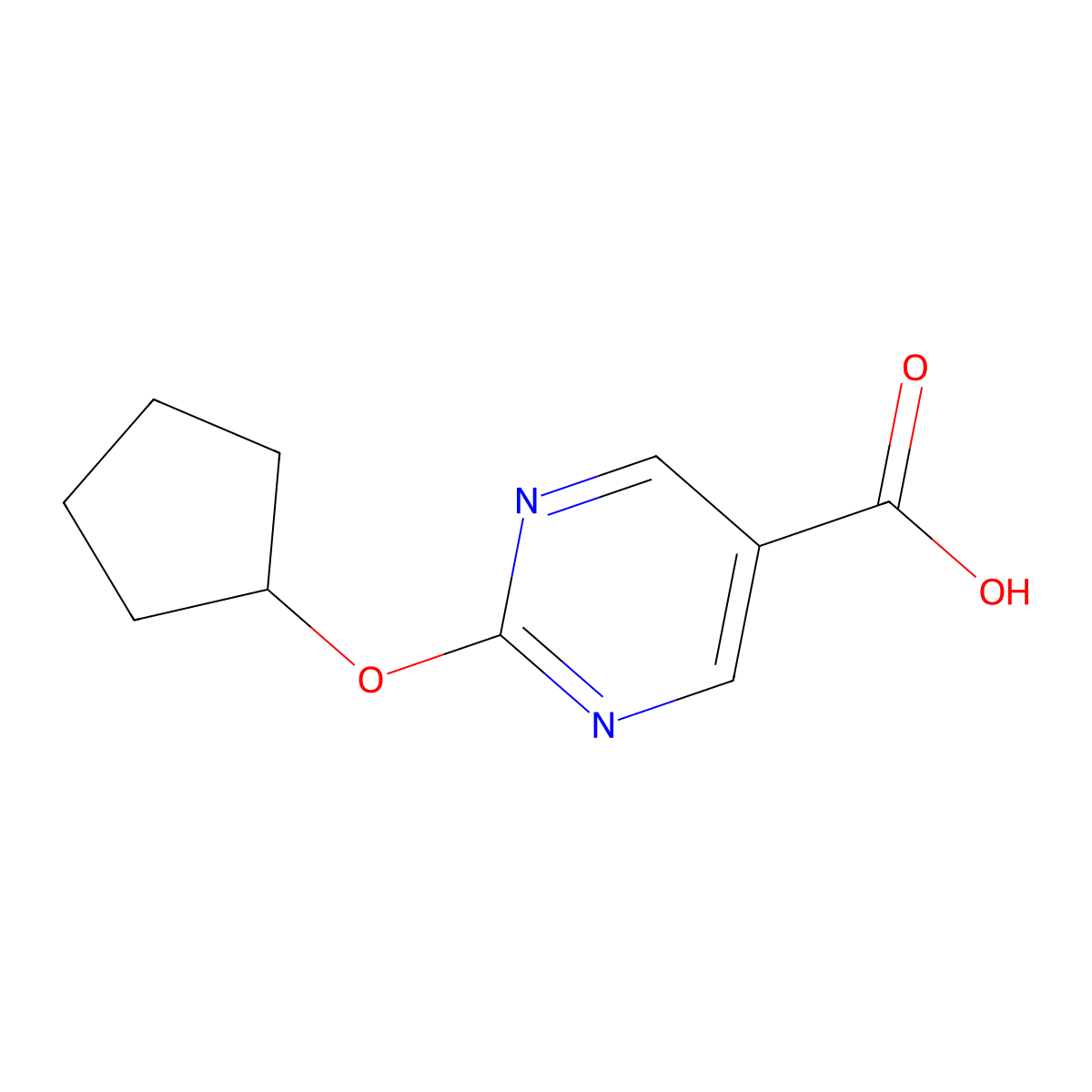 2-(Cyclopentyloxy)pyrimidine-5-carboxylic acid molecular structure, CAS 1072855-43-6