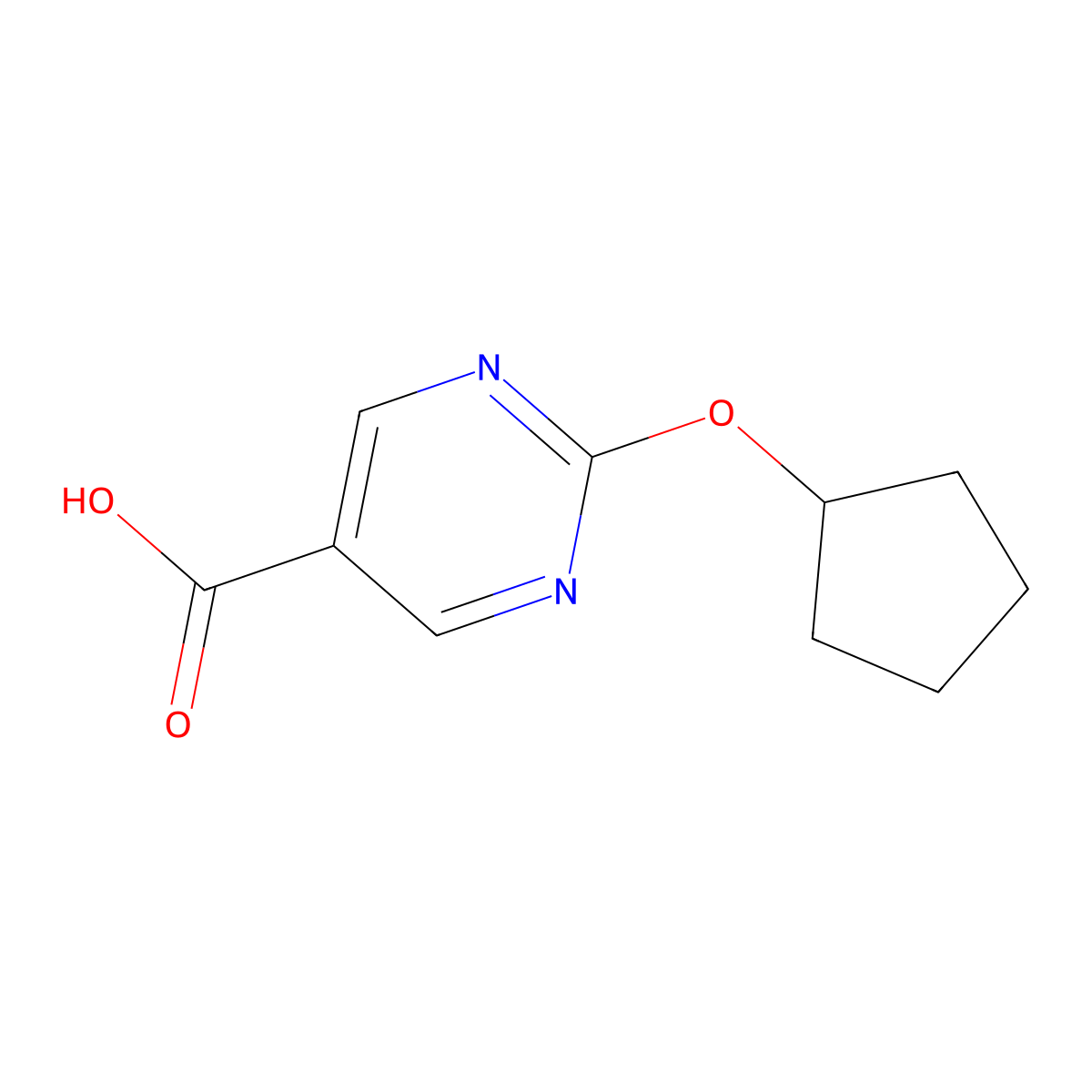 2-(Cyclopentyloxy)pyrimidine-5-carboxylic acid molecular structure, CAS 1072855-43-6
