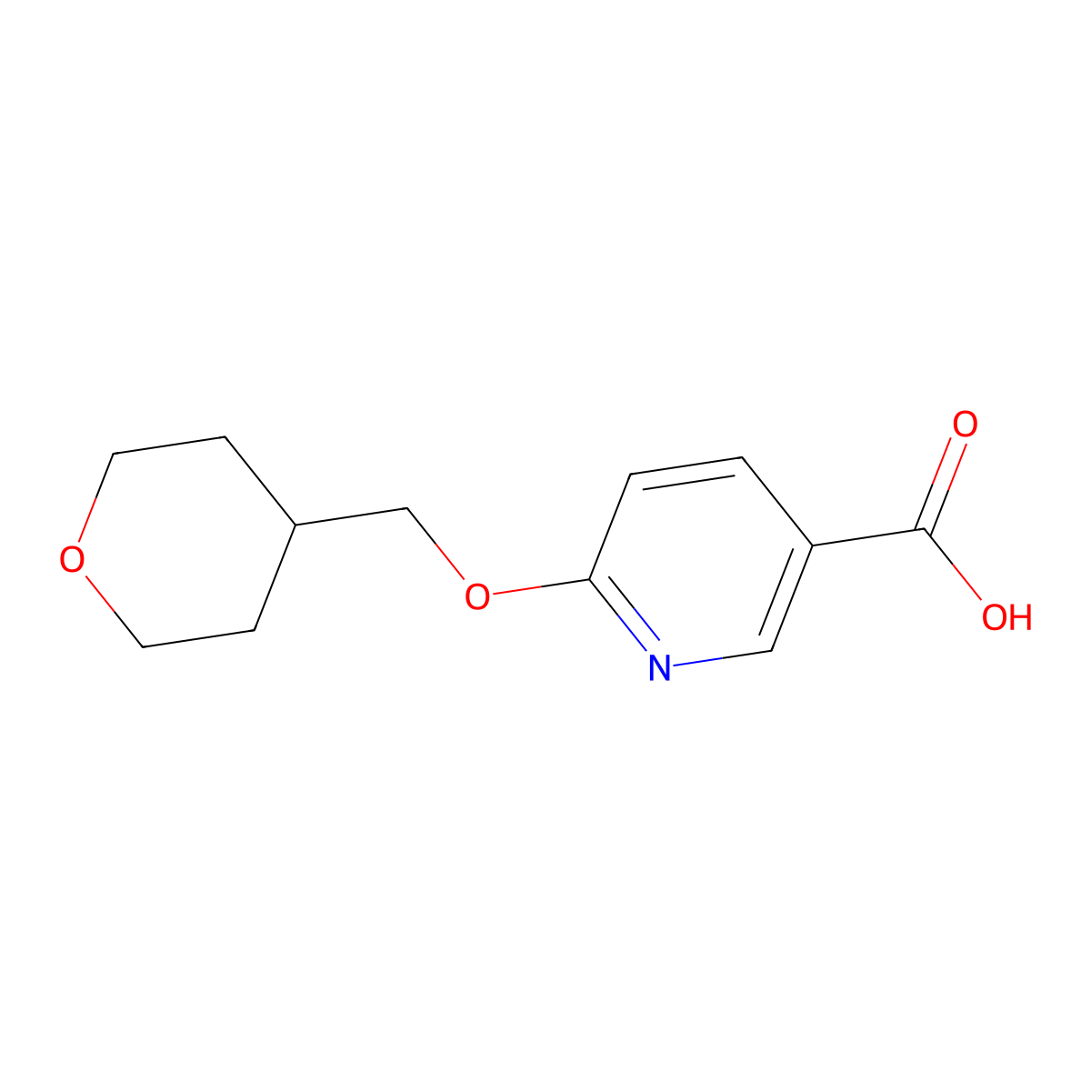 6-(Tetrahydro-2H-pyran-4-ylmethoxy)nicotinic Acid molecular structure, CAS 1072855-70-9