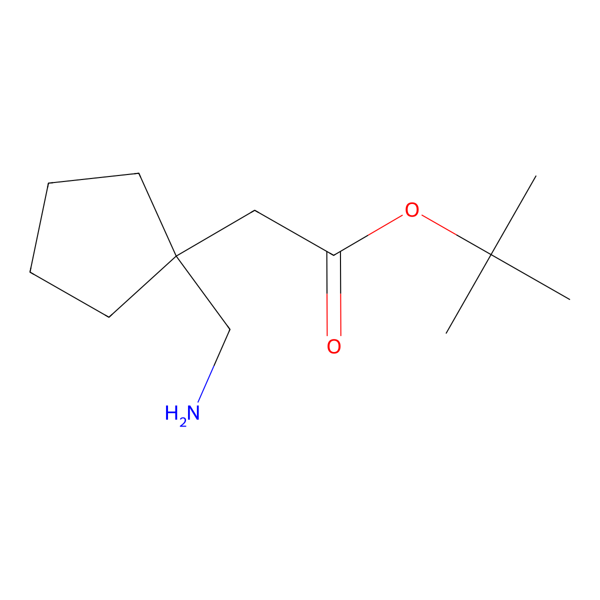 Tert-butyl 2-[1-(aminomethyl)cyclopentyl]acetate molecular structure, CAS 1072858-76-4