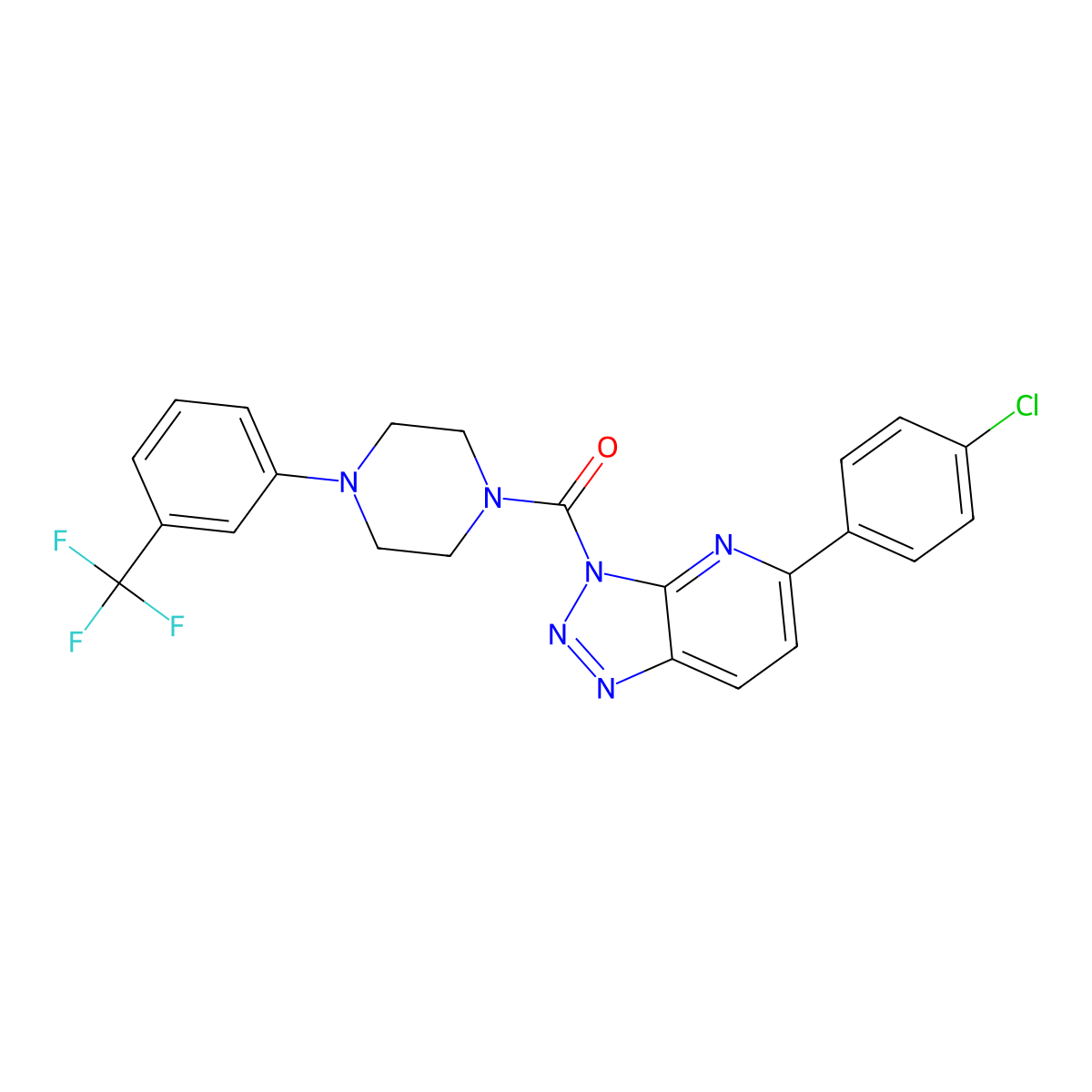 (5-(4-Chlorophenyl)-3H-[1,2,3]triazolo[4,5-b]pyridin-3-yl)(4-(3-(trifluoromethyl)phenyl)piperazin-1-yl)methanone molecular structure, CAS 1072874-79-3