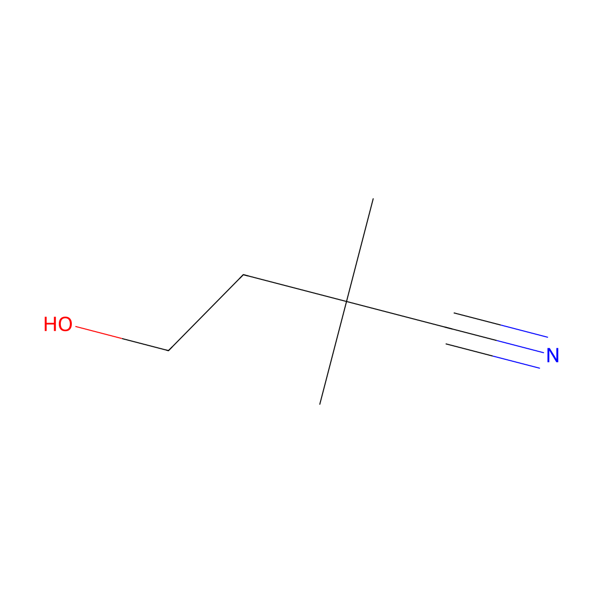 4-Hydroxy-2,2-dimethylbutanenitrile molecular structure, CAS 107289-41-8