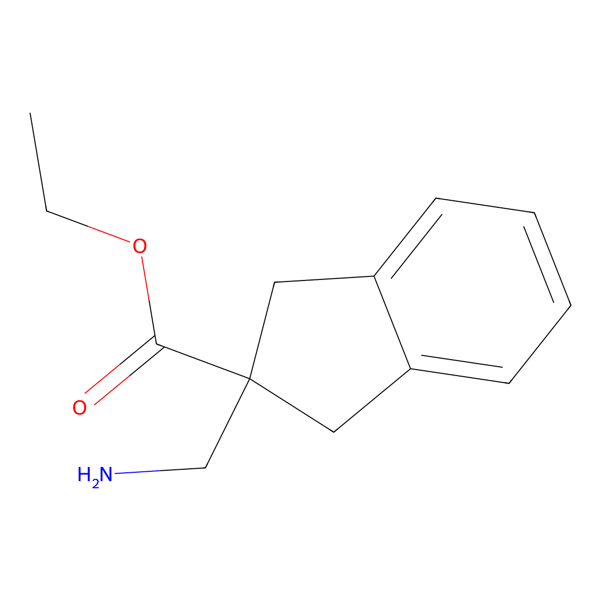 ethyl 2-(aminomethyl)-2,3-dihydro-1H-indene-2-carboxylate molecular structure, CAS 1072892-75-1
