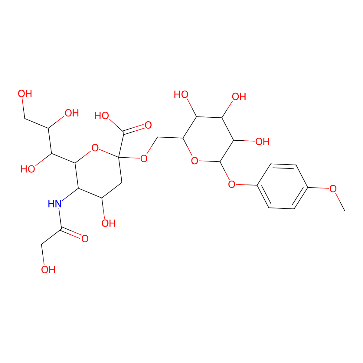4-Methoxyphenyl-6-O-[N-(hydroxyacetyl)-alpha-neuraminosyl]-beta-D-galactopyranoside molecular structure, CAS 1072896-38-8