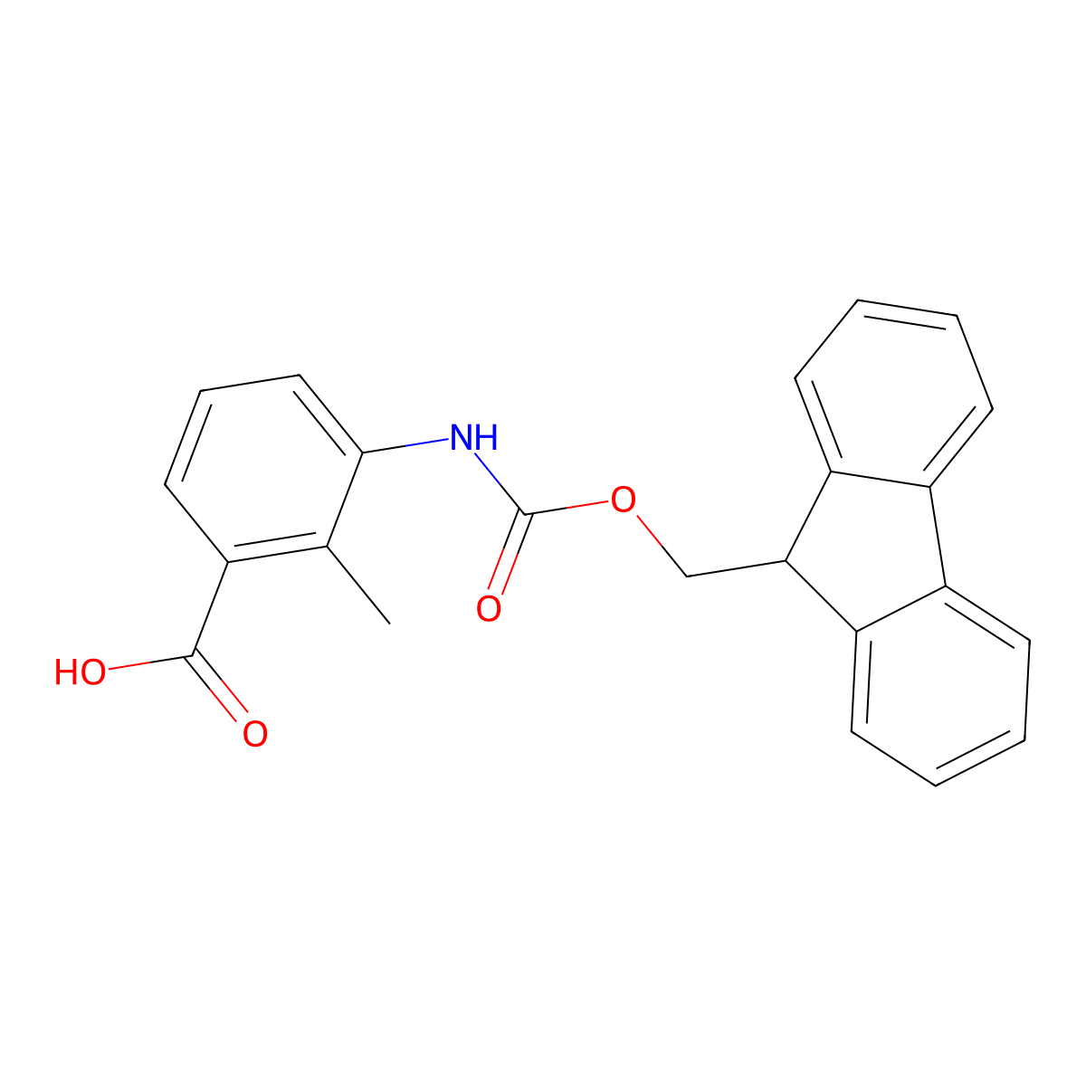 3-((((9H-Fluoren-9-yl)methoxy)carbonyl)amino)-2-methylbenzoic acid molecular structure, CAS 1072901-47-3