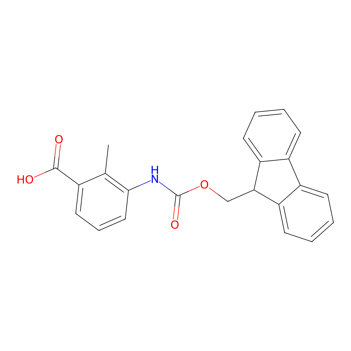 3-((((9H-Fluoren-9-yl)methoxy)carbonyl)amino)-2-methylbenzoic acid molecular structure, CAS 1072901-47-3