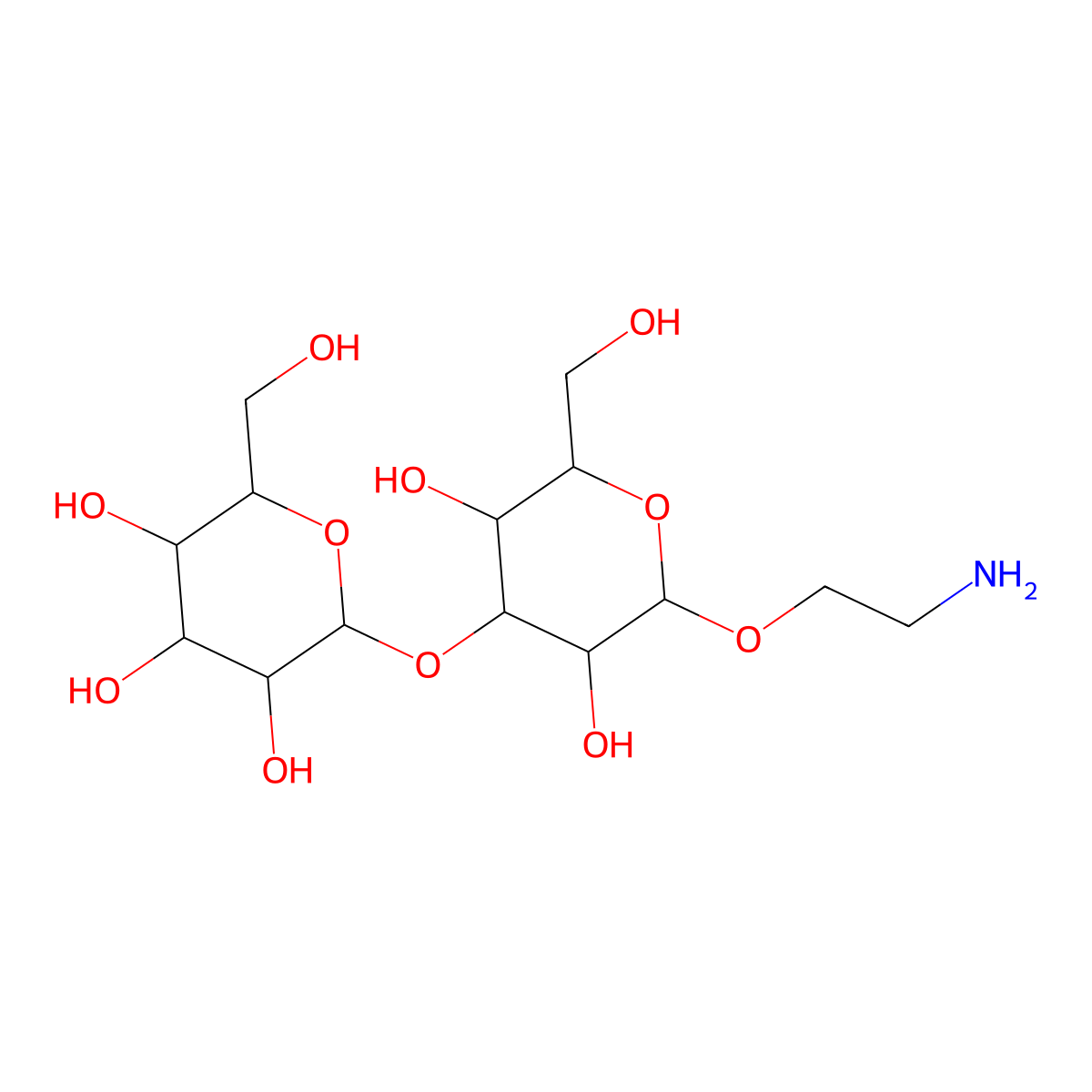 2-Aminoethyl 3-O-(a-D-galactopyranosyl)-b-D-galactopyranoside molecular structure, CAS 1072909-64-8