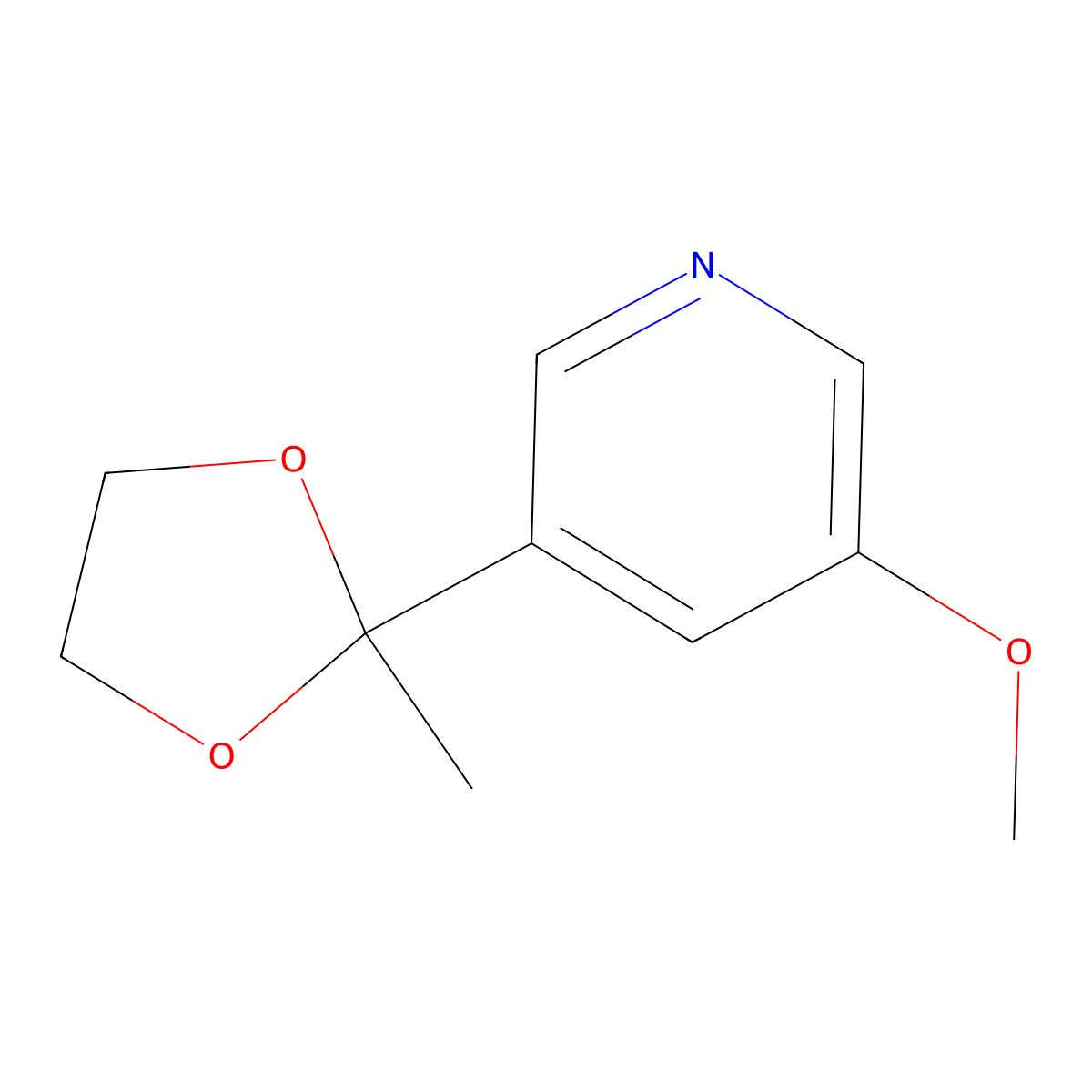 3-Methoxy-5-(2-methyl-1,3-dioxolan-2-yl)pyridine molecular structure, CAS 1072933-64-2