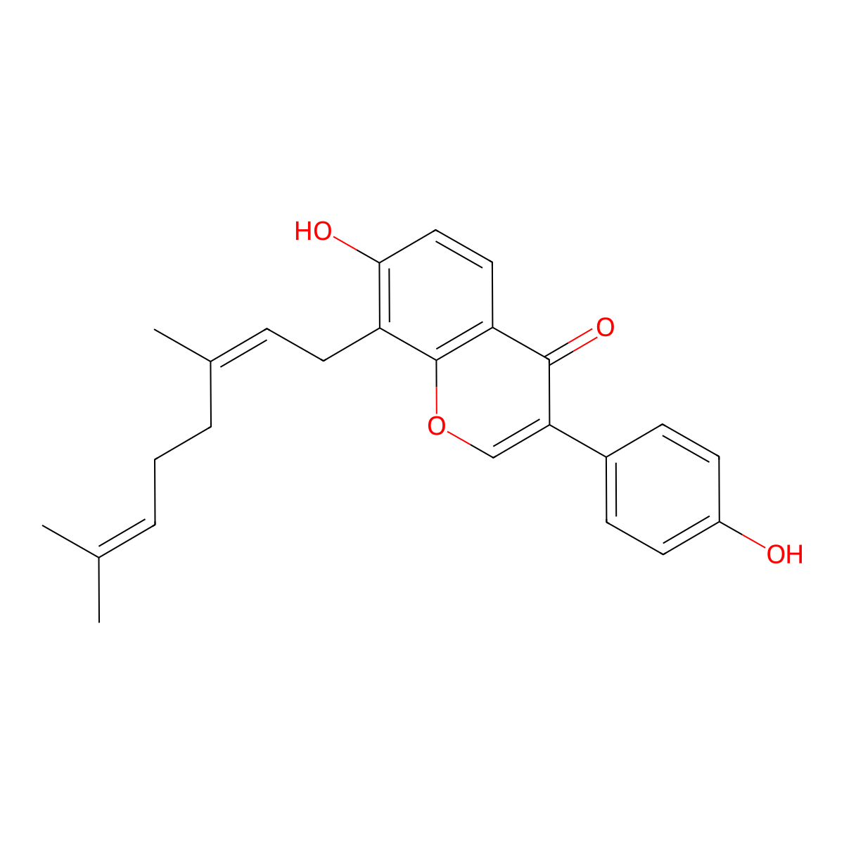 8-[(2E)-3,7-dimethylocta-2,6-dienyl]-7-hydroxy-3-(4-hydroxyphenyl)chromen-4-one molecular structure, CAS 1072940-16-9