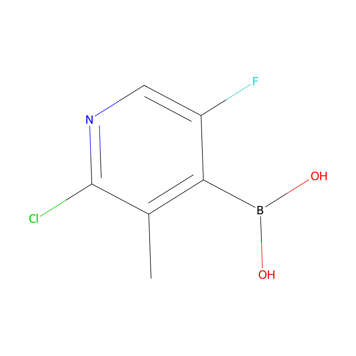 (2-Chloro-5-fluoro-3-methylpyridin-4-yl)boronic acid molecular structure, CAS 1072944-10-5