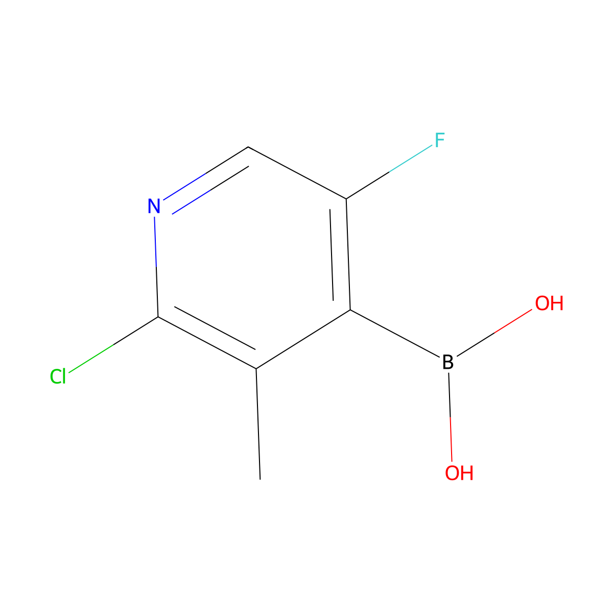 (2-Chloro-5-fluoro-3-methylpyridin-4-yl)boronic acid molecular structure, CAS 1072944-10-5