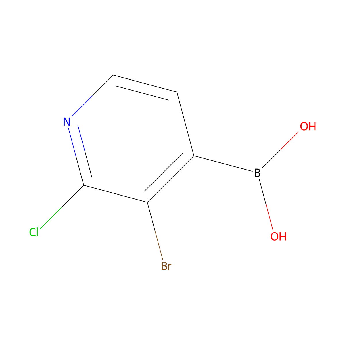 B-(3-Bromo-2-chloro-4-pyridinyl)boronic acid molecular structure, CAS 1072944-16-1