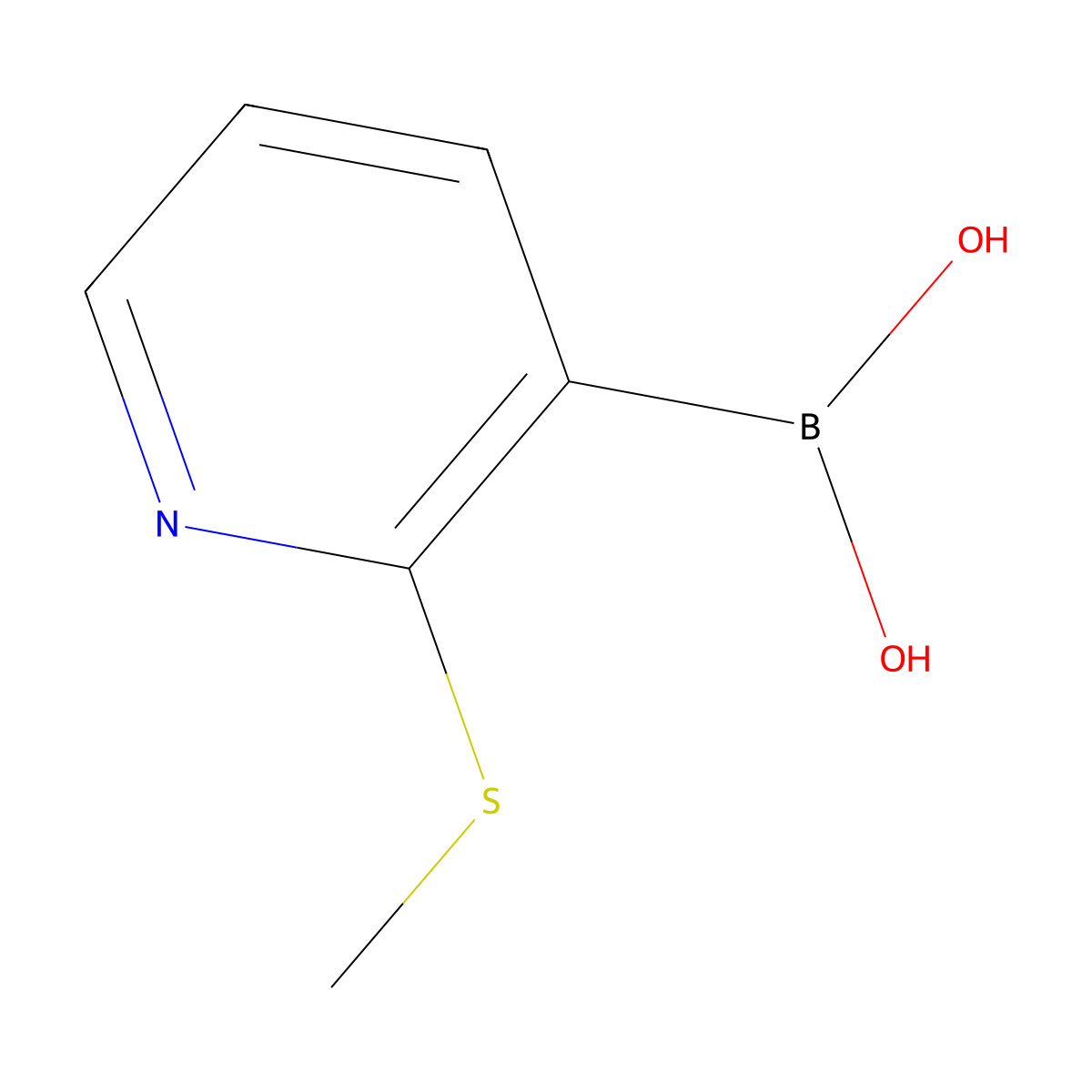 B-[2-(Methylthio)-3-pyridinyl]boronic acid molecular structure, CAS 1072944-21-8