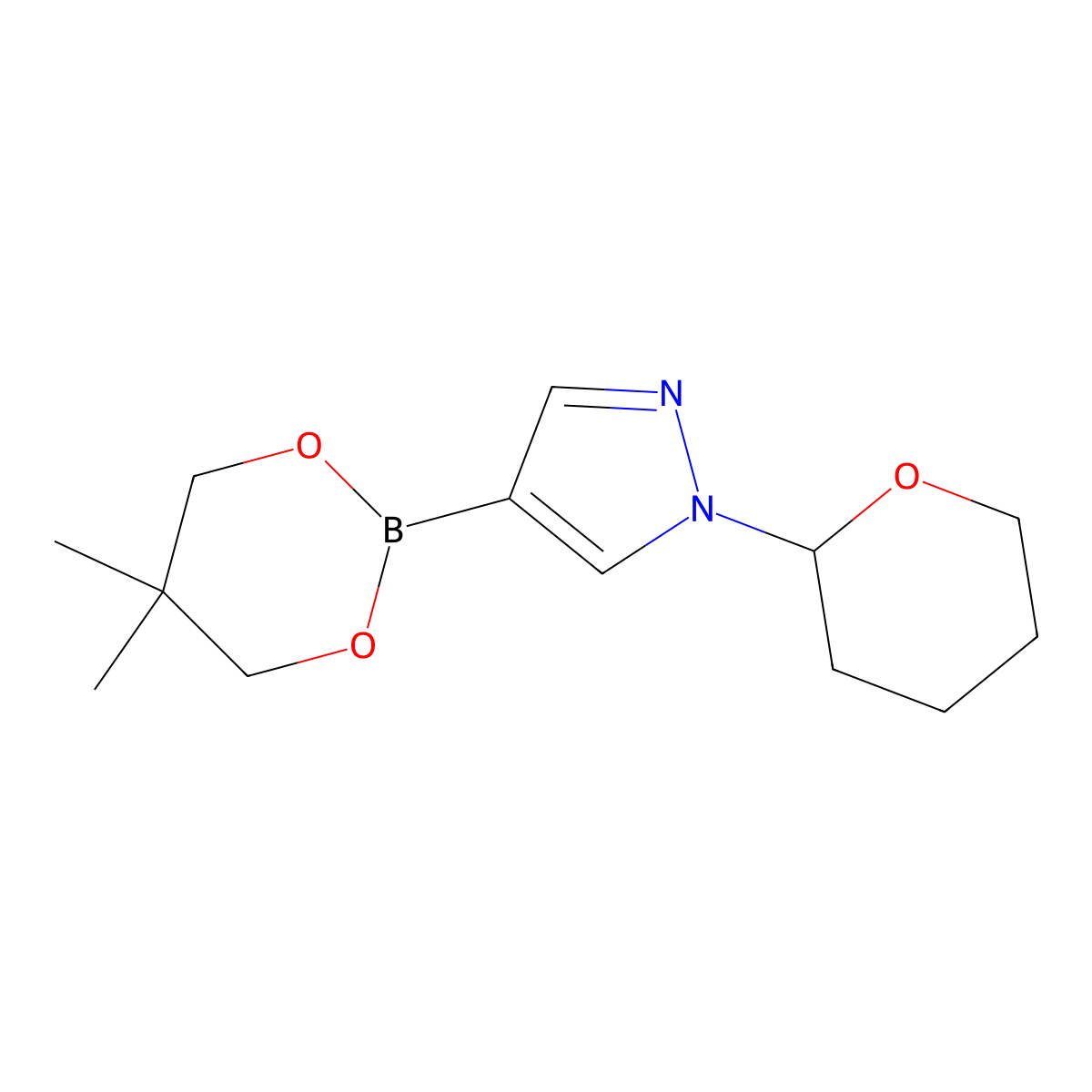 4-(5,5-Dimethyl-1,3,2-dioxaborinan-2-YL)-1-(tetrahydro-2H-pyran-2-YL)-1H-pyrazole molecular structure, CAS 1072944-26-3