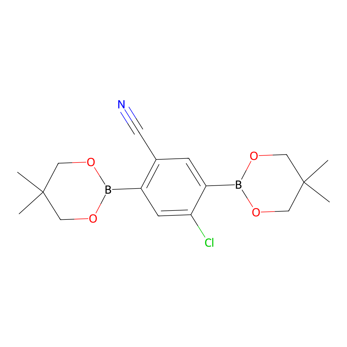 4-Chloro-2,5-bis(5,5-dimethyl-1,3,2-dioxaborinan-2-yl)benzonitrile molecular structure, CAS 1072944-28-5