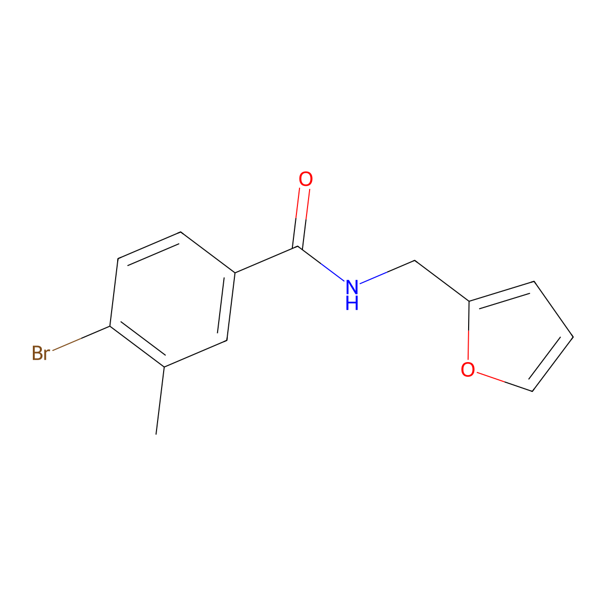 N-(furan-2-ylmethyl) 4-bromo-3-methylbenzamide molecular structure, CAS 1072944-32-1