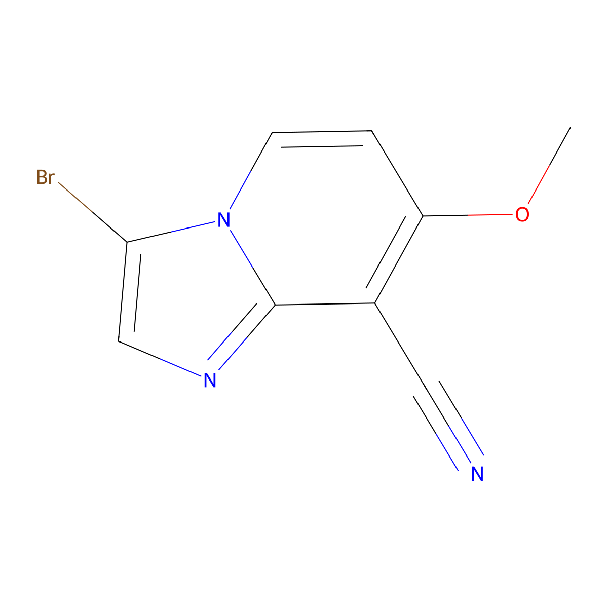 3-Bromo-7-methoxyimidazo[1,2-a]pyridine-8-carbonitrile molecular structure, CAS 1072944-45-6