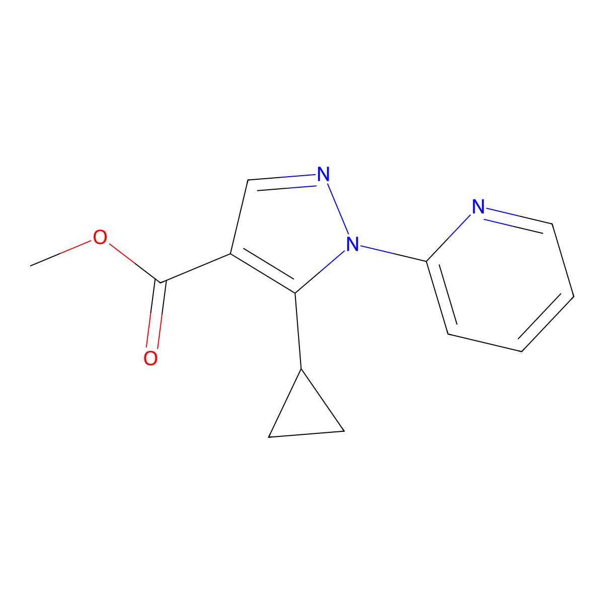 Methyl 5-cyclopropyl-1-(pyridin-2-YL)-1H-pyrazole-4-carboxylate molecular structure, CAS 1072944-47-8