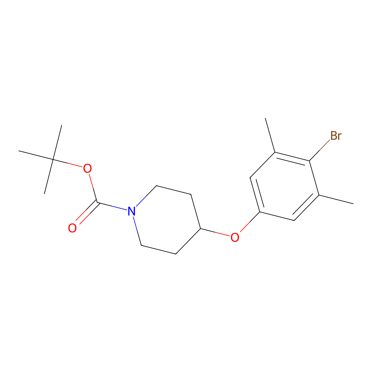tert-Butyl 4-(4-bromo-3,5-dimethylphenoxy)piperidine-1-carboxylate molecular structure, CAS 1072944-63-8