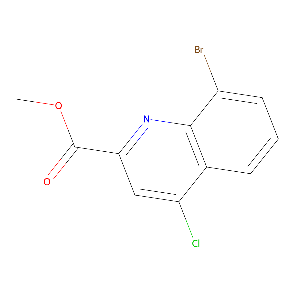 Methyl 8-bromo-4-chloroquinoline-2-carboxylate molecular structure, CAS 1072944-68-3