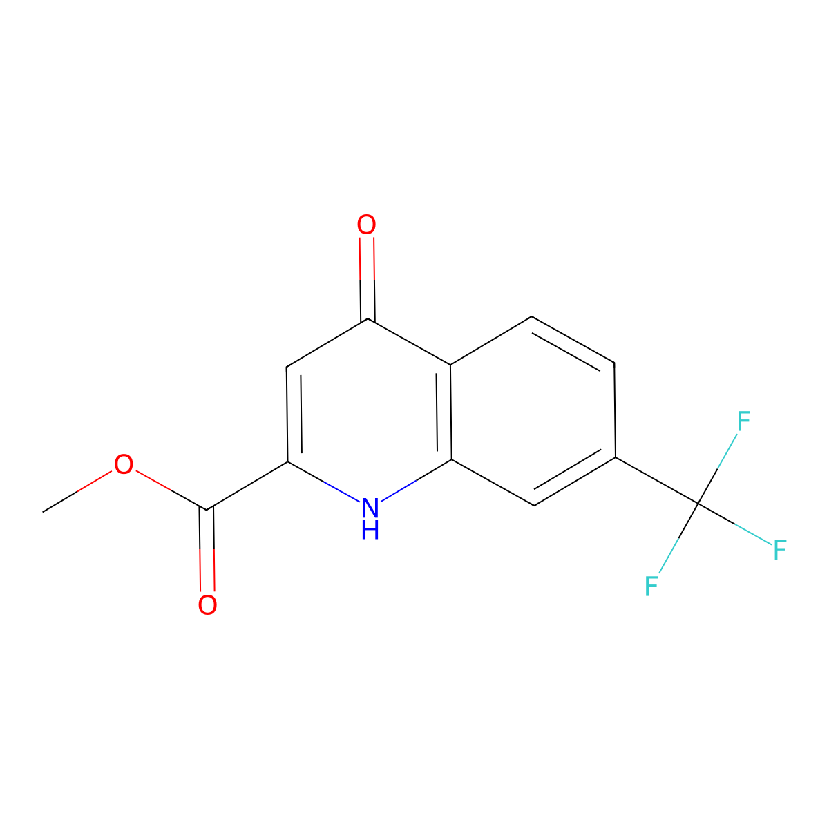 Methyl 4-hydroxy-7-(trifluoromethyl)quinoline-2-carboxylate molecular structure, CAS 1072944-69-4