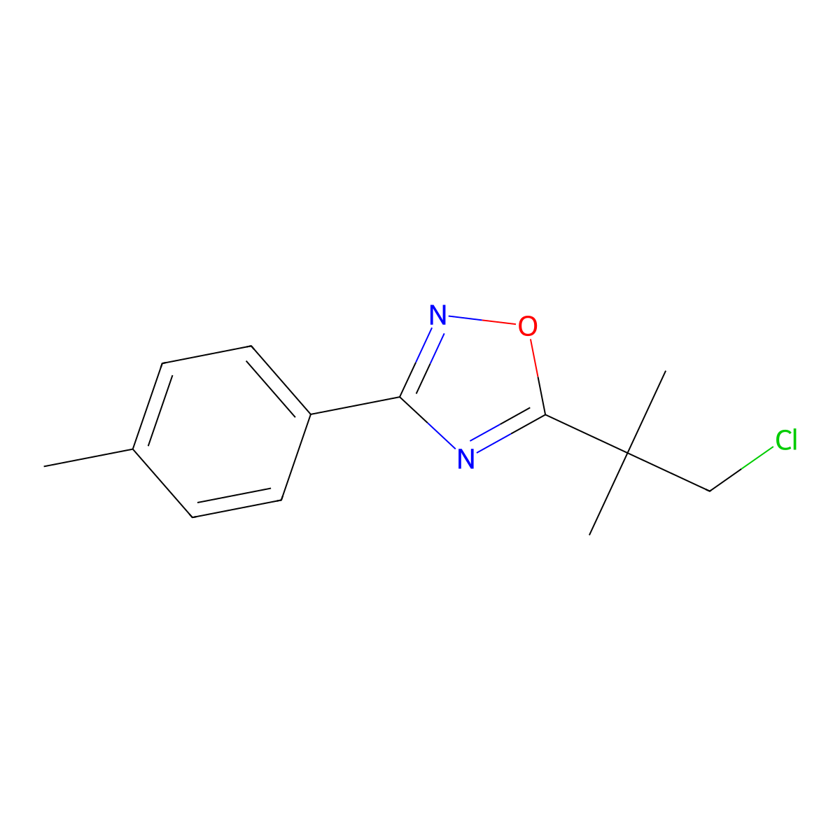 5-(1-Chloro-2-methylpropan-2-yl)-3-p-tolyl-1,2,4-oxadiazole molecular structure, CAS 1072944-73-0