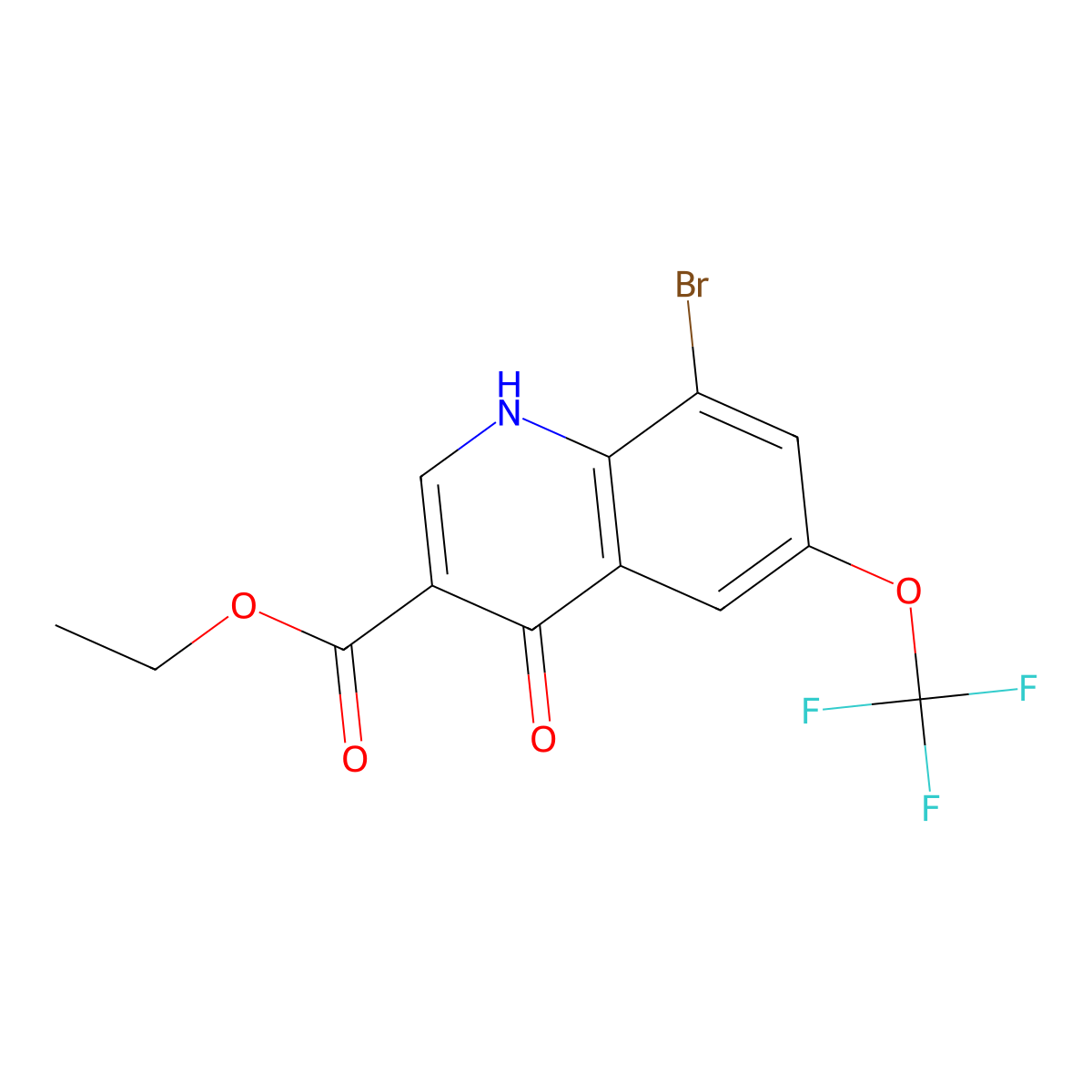 Ethyl 8-bromo-4-hydroxy-6-(trifluoromethoxy)quinoline-3-carboxylate molecular structure, CAS 1072944-81-0