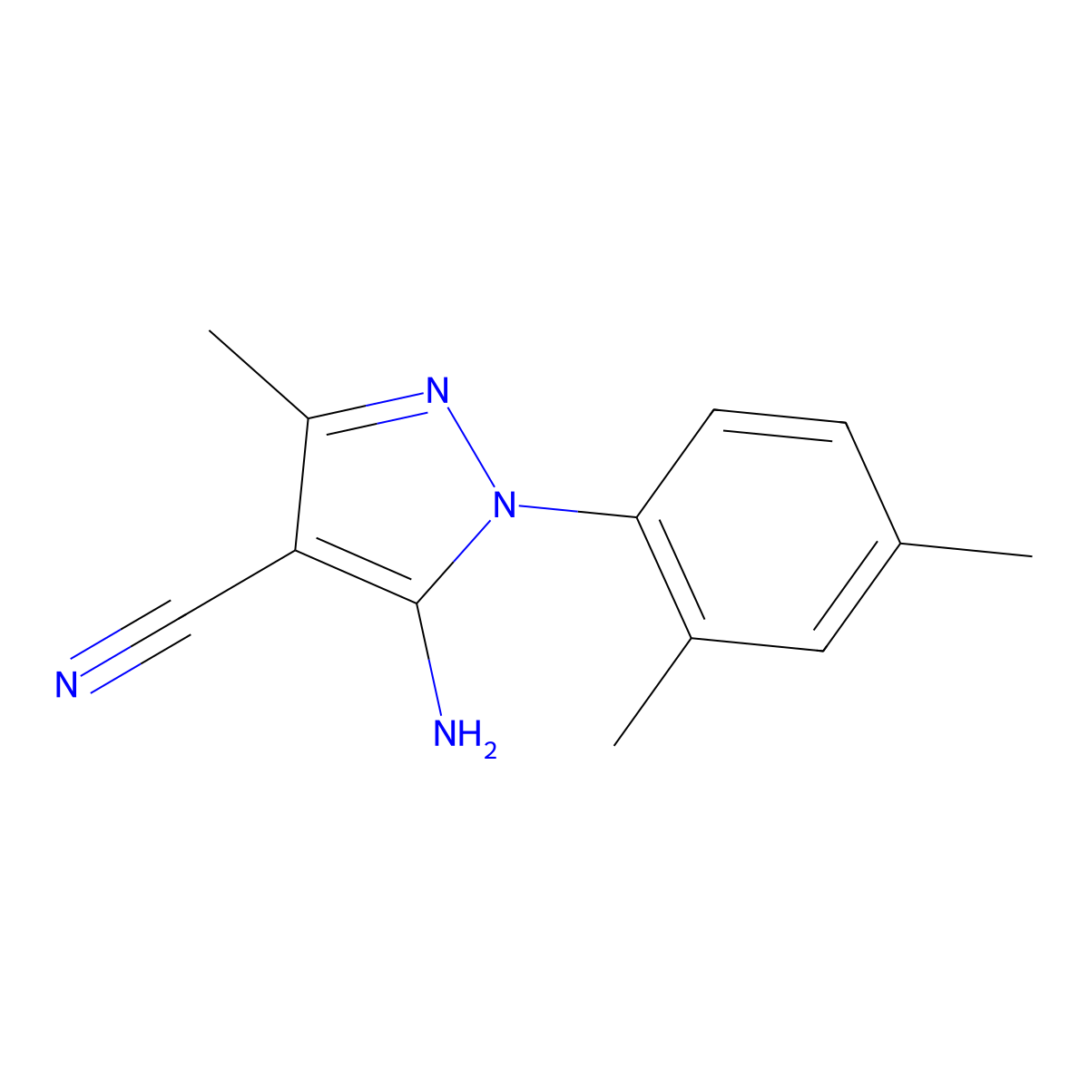5-Amino-1-(2,4-dimethylphenyl)-3-methyl-1H-pyrazole-4-carbonitrile molecular structure, CAS 1072944-82-1