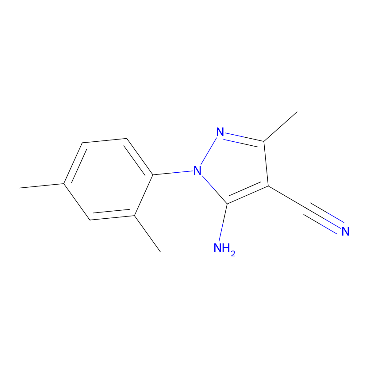 5-Amino-1-(2,4-dimethylphenyl)-3-methyl-1H-pyrazole-4-carbonitrile molecular structure, CAS 1072944-82-1
