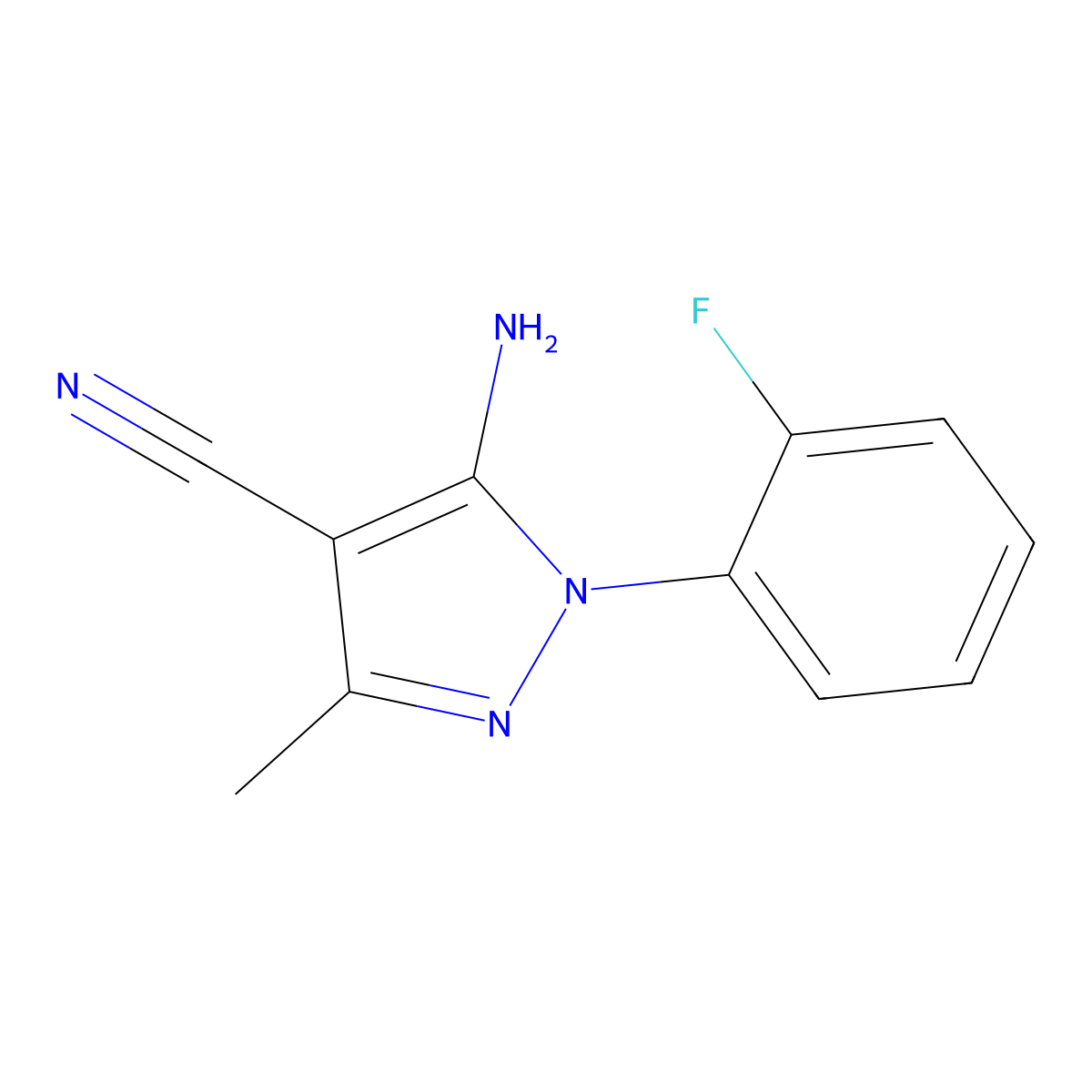5-Amino-1-(2-fluorophenyl)-3-methyl-1H-pyrazole-4-carbonitrile molecular structure, CAS 1072944-83-2