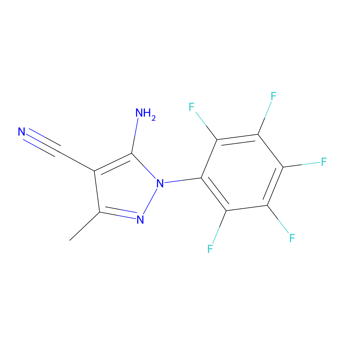 5-Amino-4-cyano-3-methyl-1-(perfluorophenyl)pyrazole molecular structure, CAS 1072944-84-3