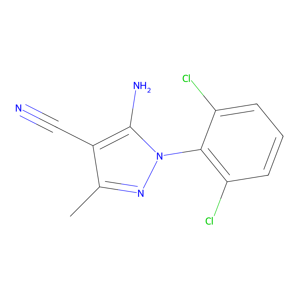 5-Amino-1-(2,6-dichlorophenyl)-3-methyl-1H-pyrazole-4-carbonitrile molecular structure, CAS 1072944-85-4