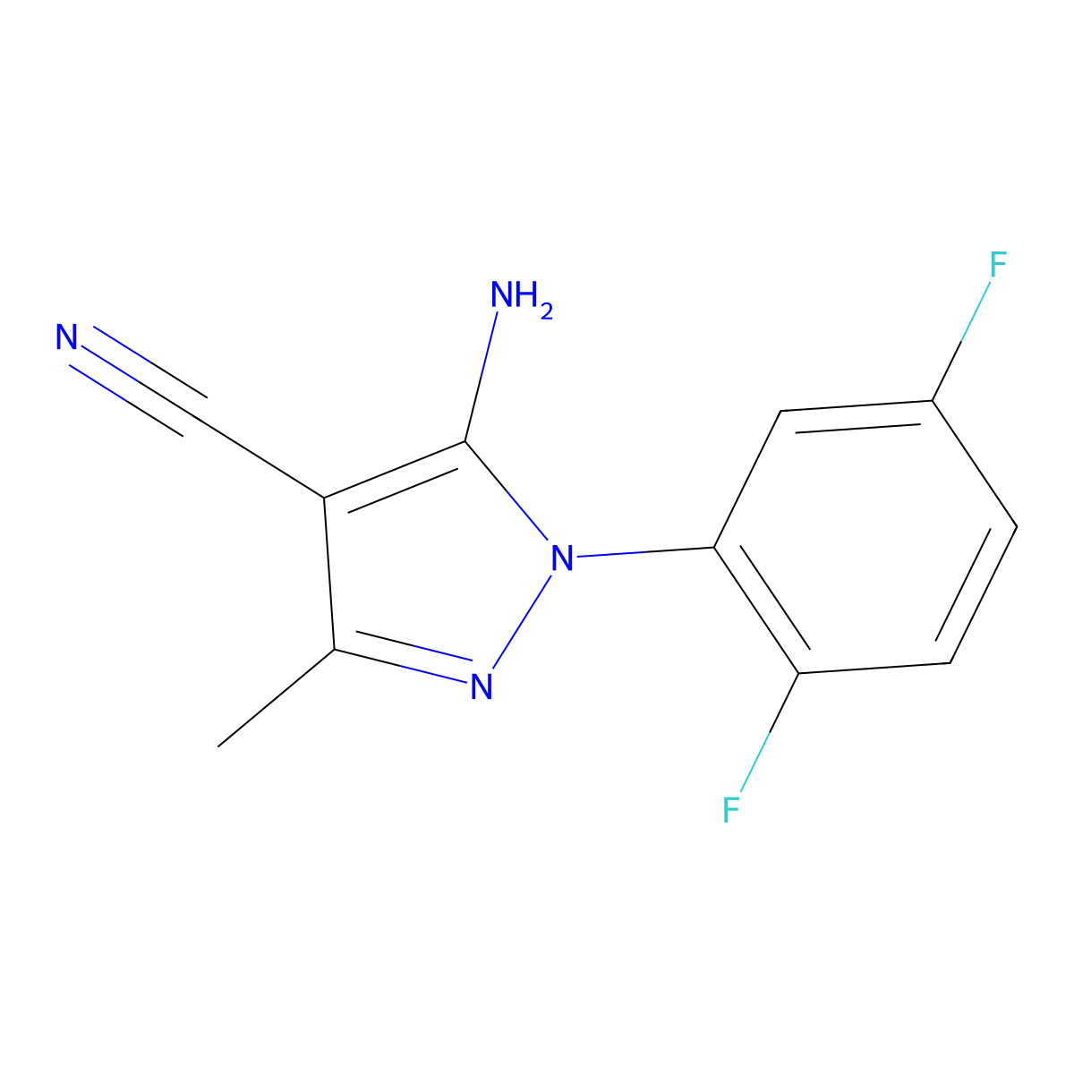 5-Amino-1-(2,5-difluorophenyl)-3-methyl-1H-pyrazole-4-carbonitrile molecular structure, CAS 1072944-86-5