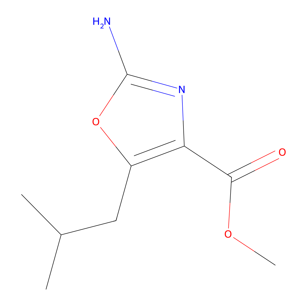 Methyl 2-amino-5-isobutyloxazole-4-carboxylate molecular structure, CAS 1072944-88-7