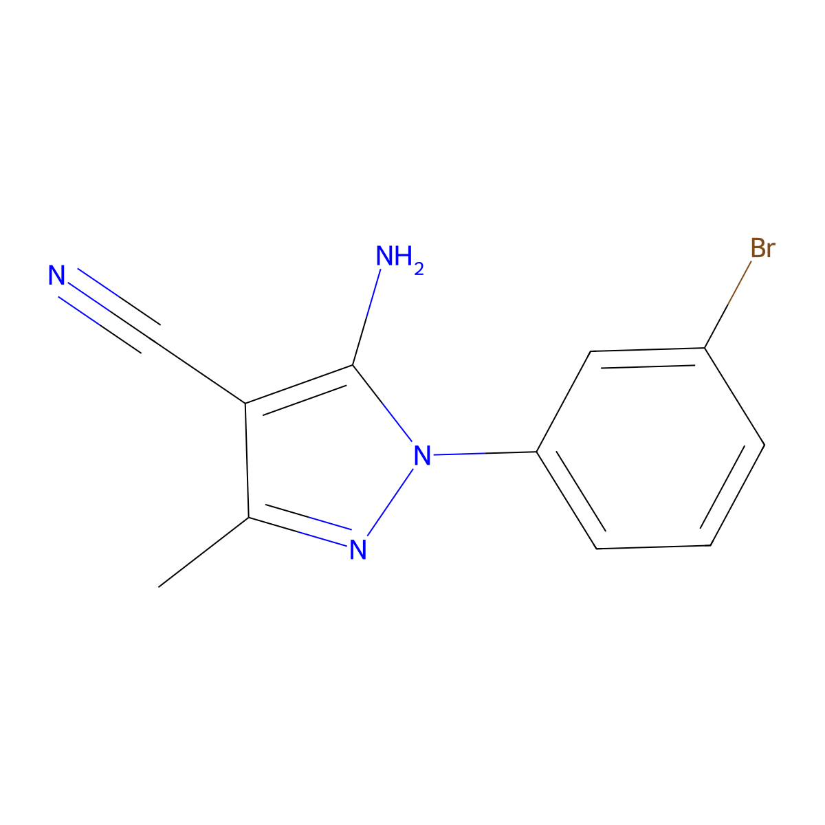 5-Amino-1-(3-bromophenyl)-3-methyl-1H-pyrazole-4-carbonitrile molecular structure, CAS 1072944-89-8